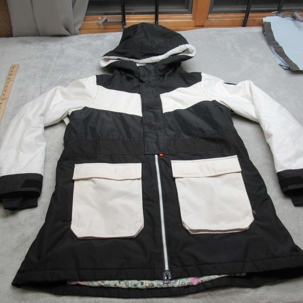 Burton Black and White Ski Snow Jacket with Hood